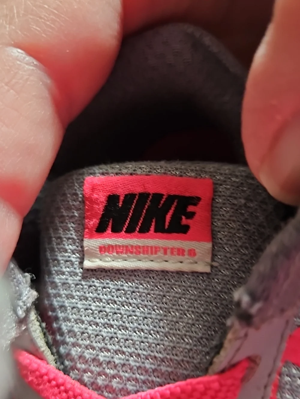 Nike Downshifter 6 Kids Gray and Pink Velcro Athletic Sneakers, Size 7C